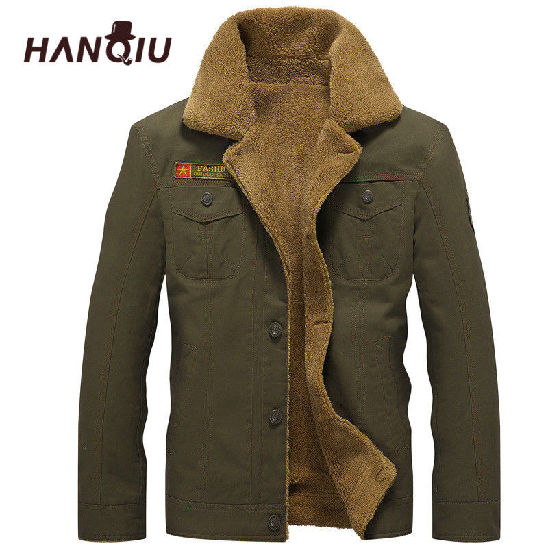 Thumbnail: 2023 Winter Bomber Jacket Men Air Force Pilot MA1 Jacket Warm Male fur collar M