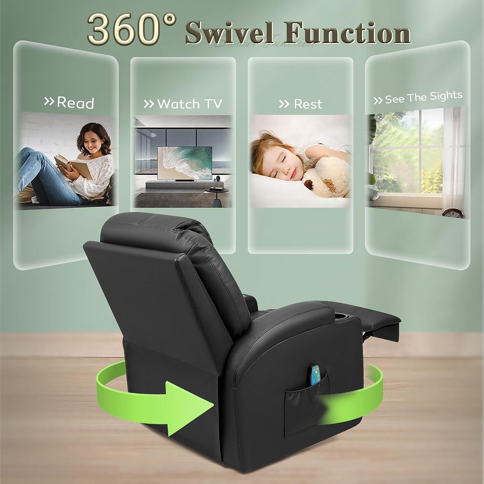 Thumbnail: Swivel Rocker Recliner with Massage and Heating Functions, Sofa Chair with Remo
