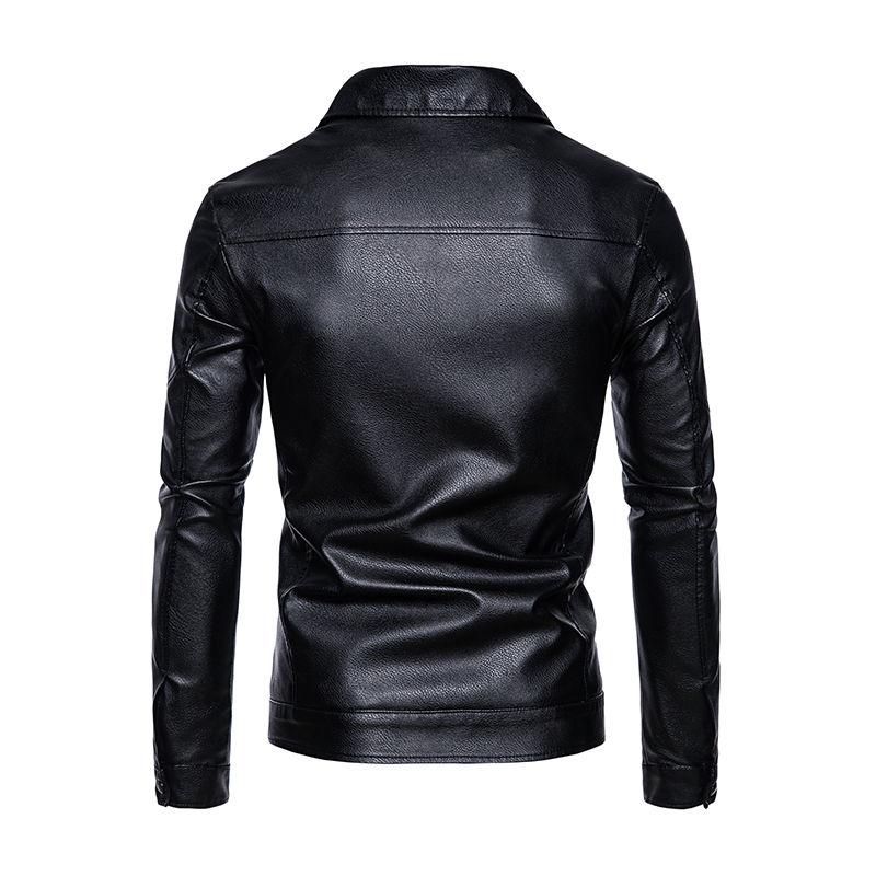 Thumbnail: 2023 Fashion Brand New Men's Motorcycle Leather Jacket Slim Men Leather Jacket