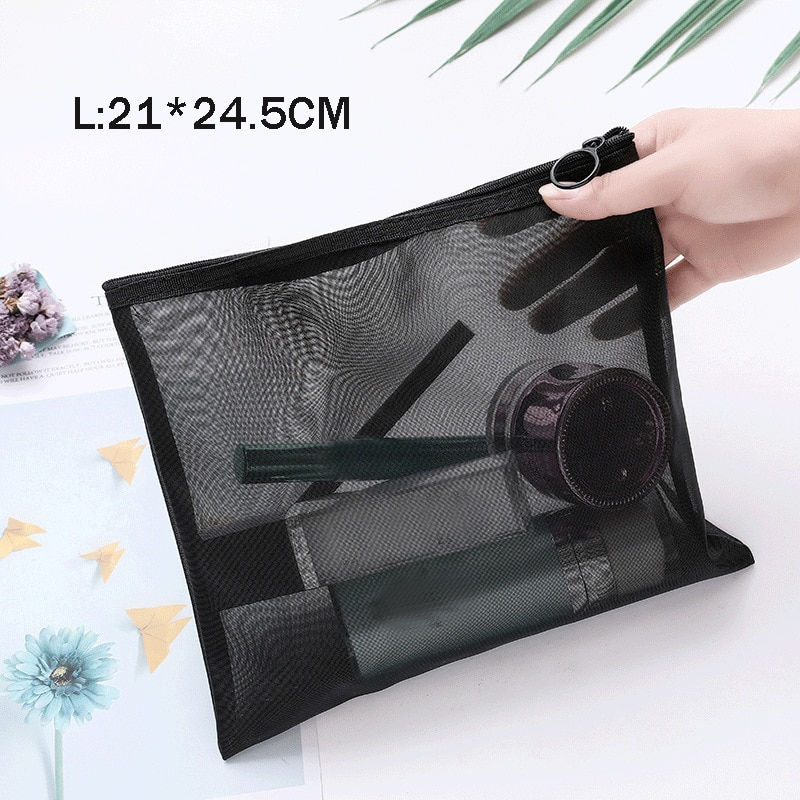 Miniaturbild: Women Mesh Cosmetic Bag Travel Storage Makeup Bag Organizer Female Make Up Pouc