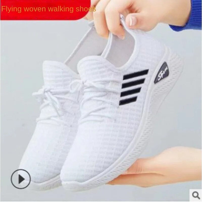 Thumbnail: Trendy Shoes New Fly-Knit Sneakers Spring and Summer Soft Bottom Casual Mom Sho