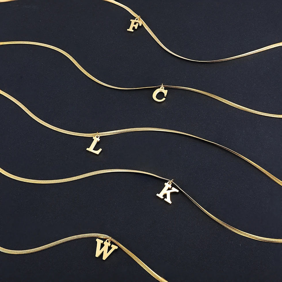 Miniatura: A-Z Alphabet Gold Plated Stainless Steel Pendant Necklace for Women Snake Chain