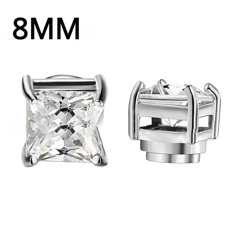 Thumbnail: 1Pairs Crystal Strong Magnetic Ear Stud Clip Earrings for Men and Women Punk Ro