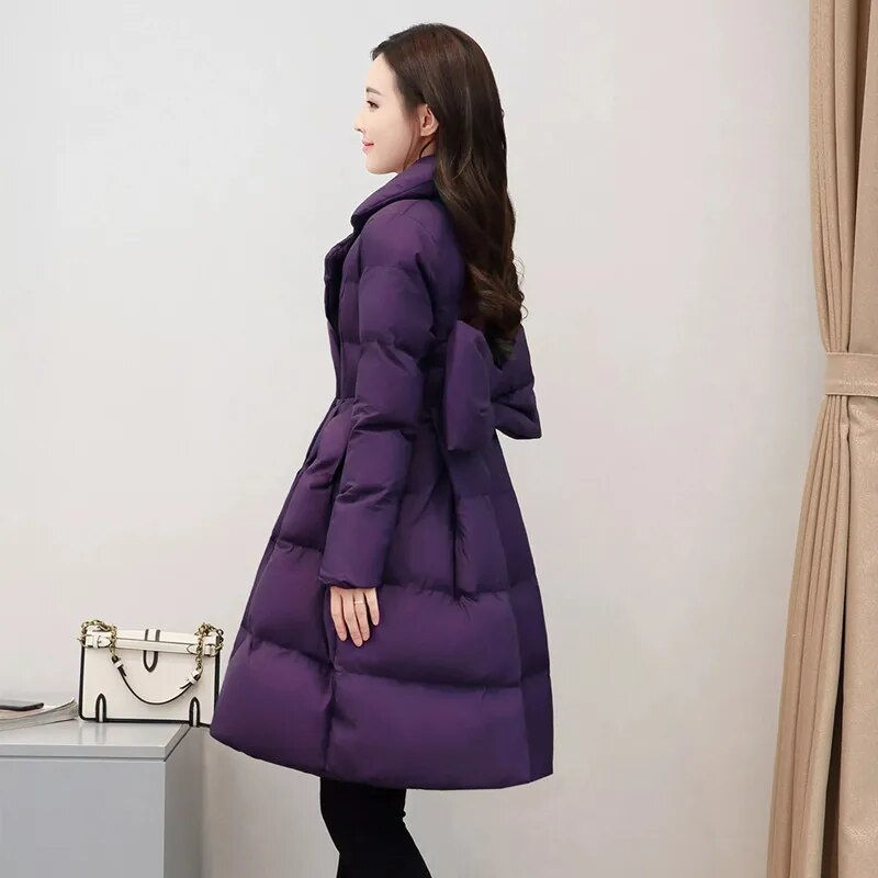 ภาพขนาดย่อ: Fdfklak Female Coat Winter Women Mid-Length Korean Loose Thick Warm A-Line Wais