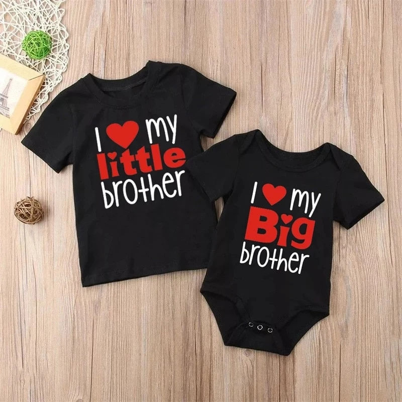 Küçük resim: 1PC Matching T Shirts Sibling Sisters Brother T-shirt I Love My Big Sister Fami