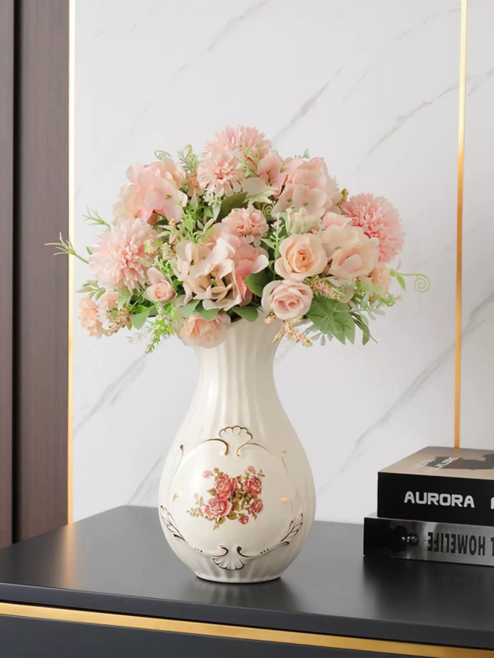 Thumbnail: Ceramic vase 3D Stereoscopic dried flowers arrangement wobble plate living room