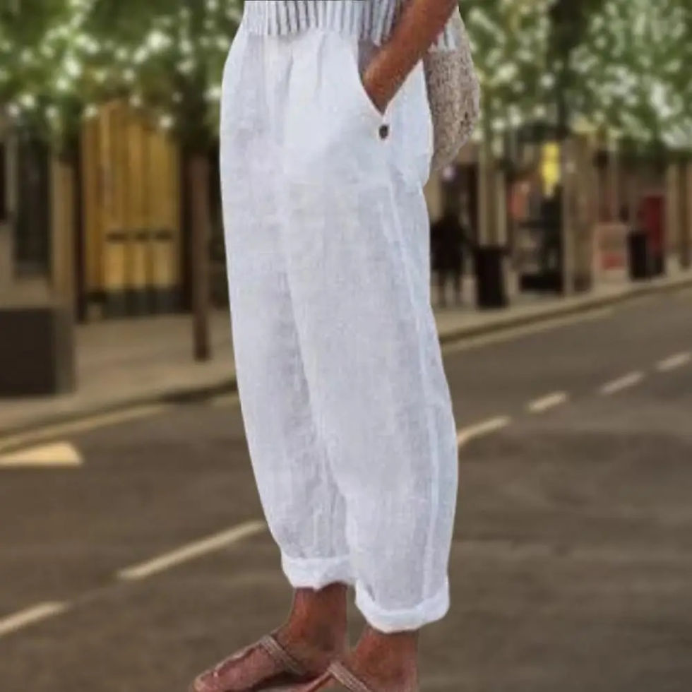 Miniatura: Casual Women Trousers Full Length Summer Elegant Elastic Waist Pants  Bottoms H