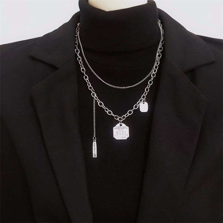 Indexkép: 2022 Fashion Unisex Multilayer Hip Hop Long Chain Necklace For Women Men Jewelr