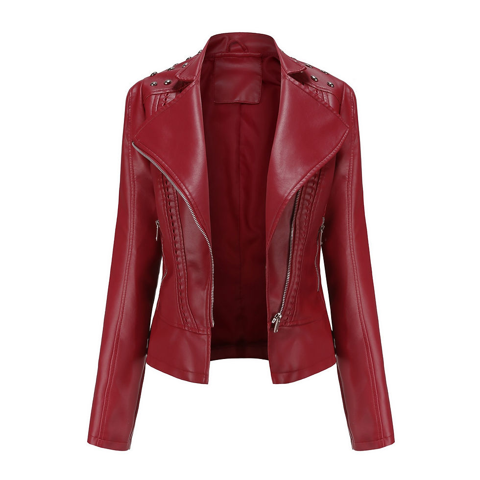 Thumbnail: Women's Punk Rivet Leather Jacket Spring Autumn Retro Turndown Collar Slim Casu