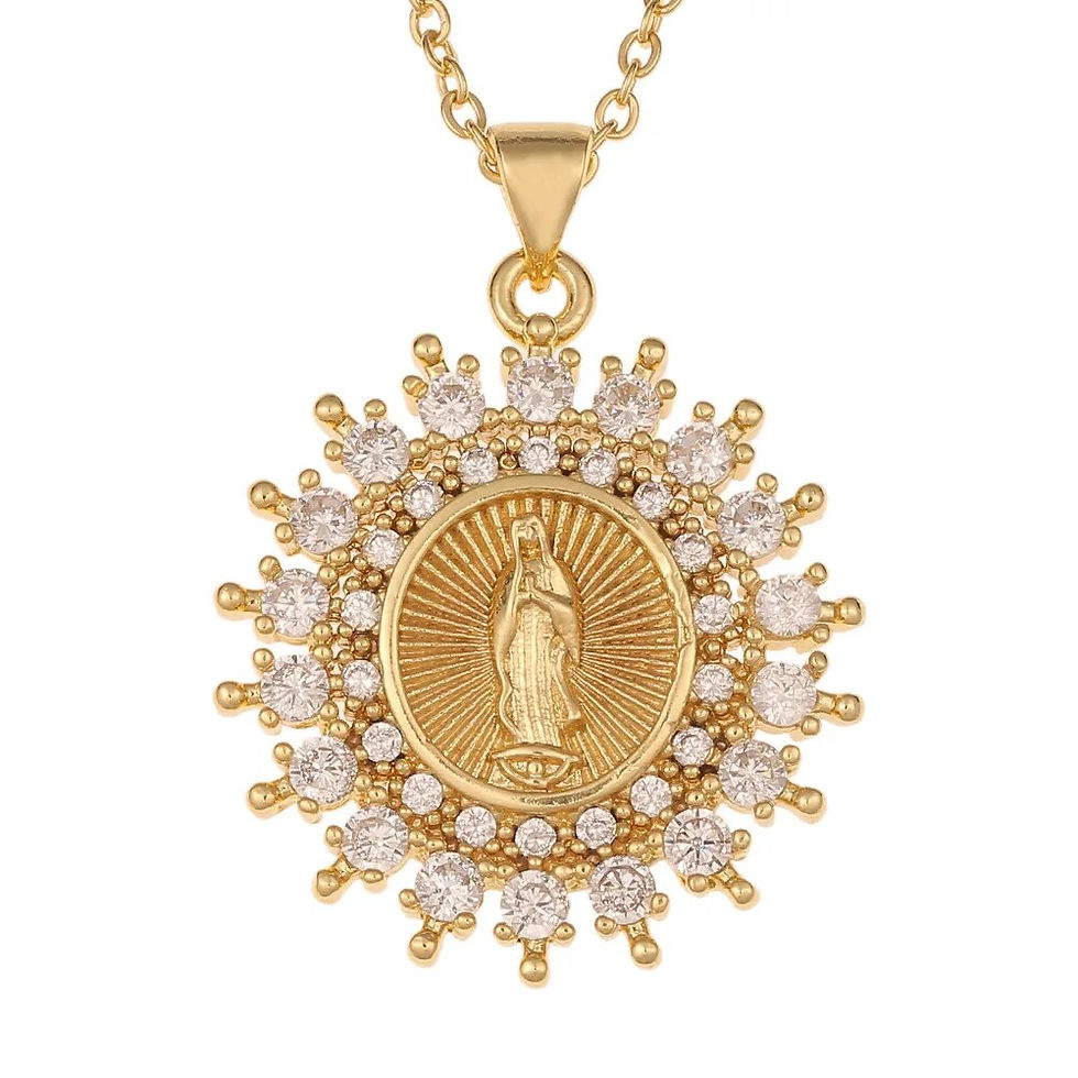 Thumbnail: High Quality Women's Religious Jewelry Copper Micro Inlaid Zircon Virgin Mary P