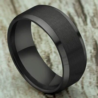Thumbnail: Ring Men 2023 Fashion Titanium Steel Black Classic Ring For Men Wedding Bands M