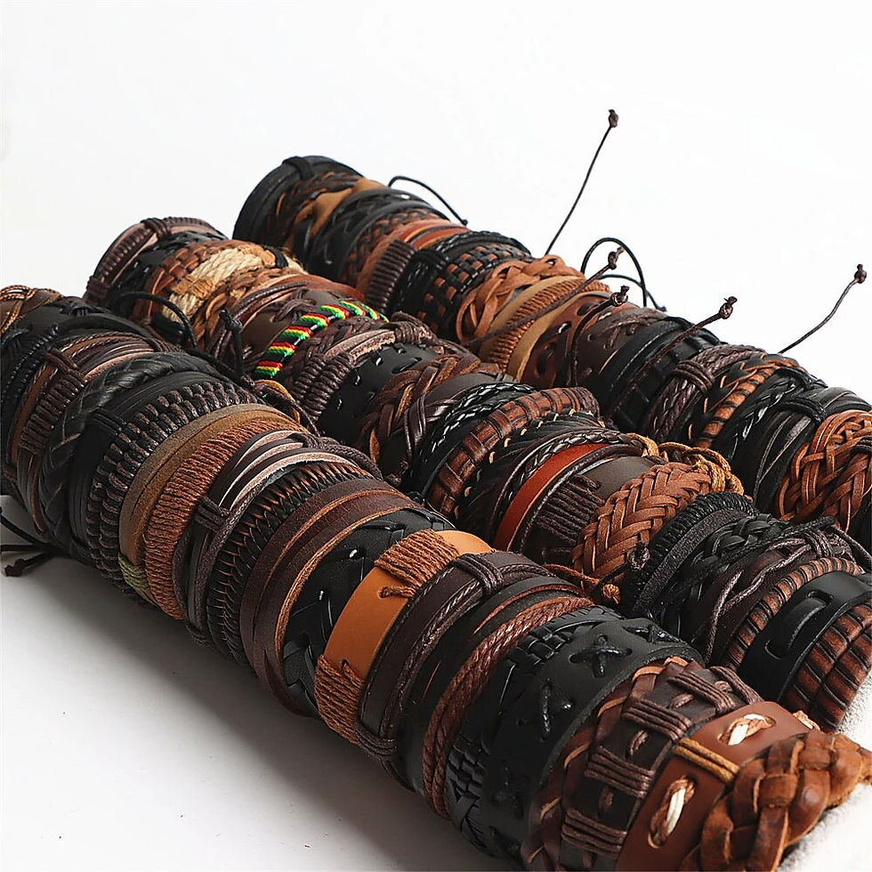 Thumbnail: 10Pcs/lot Vintage Leather Adjustable Bracelets Bangle For Women Men Mix Style A