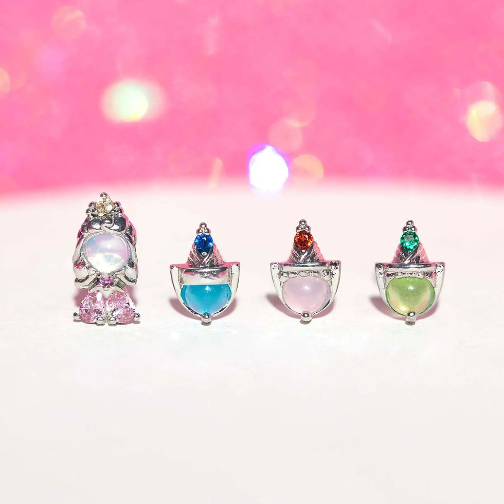 Thumbnail: 4PCS/Set 925 Silver Needles Ins Colorful Zircon Stud Earrings For Women Jewelry