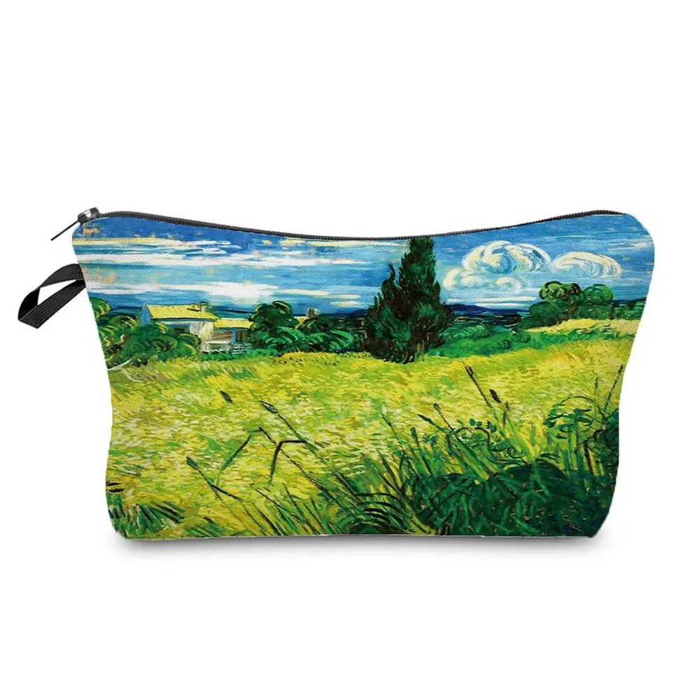 Thumbnail: Makeup Bag with Van Gogh Starry Night Sunflower Oil Painting Cute Organizer Bag
