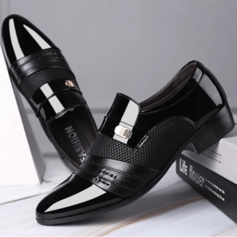 섬네일: Former Men Shoe Black Leather Shoes for Men Luxury Plus Size Party Office Busin