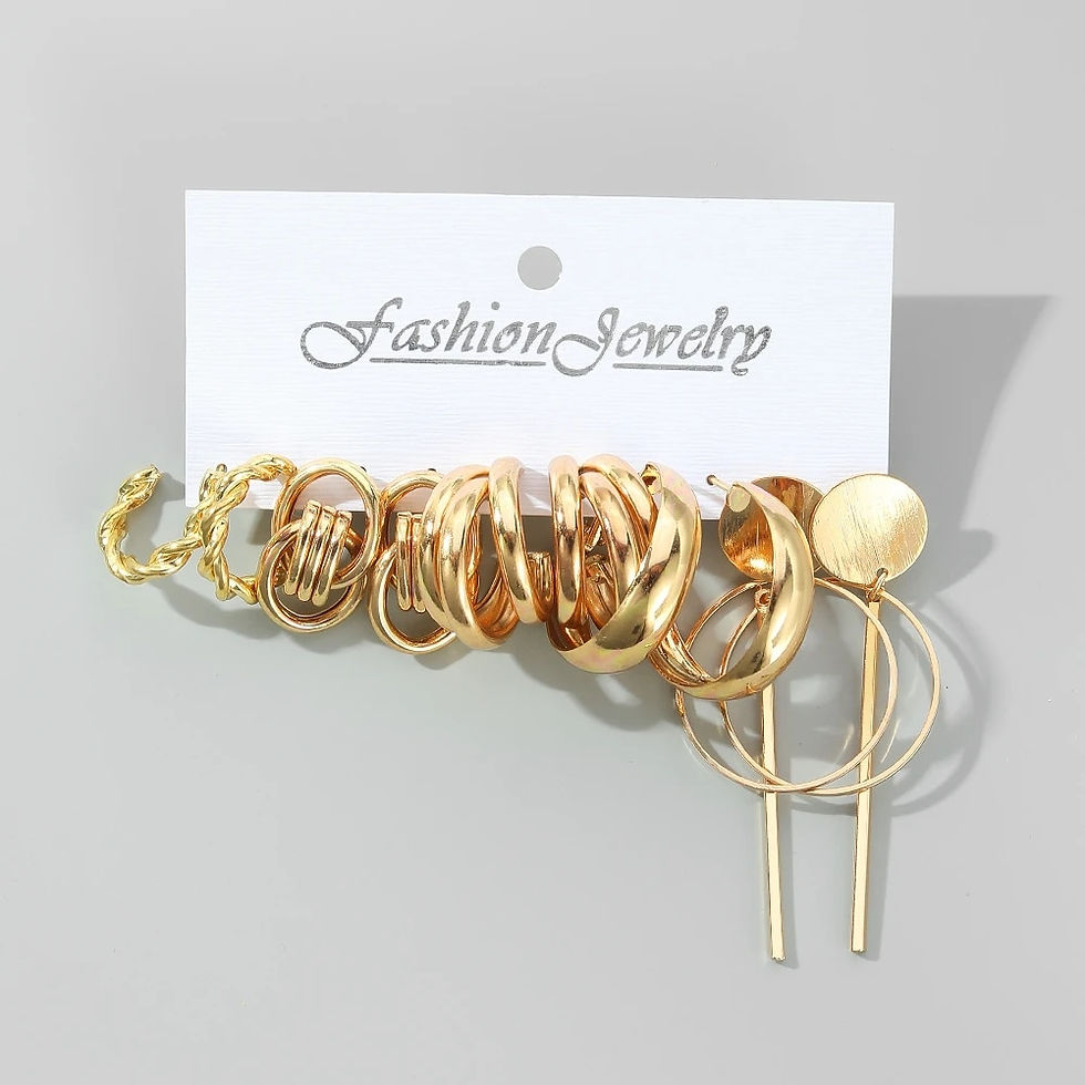 Thumbnail: IPARAM Fashion Exaggerated Gold Color Metal Pearl Earrings for Women Geometric 