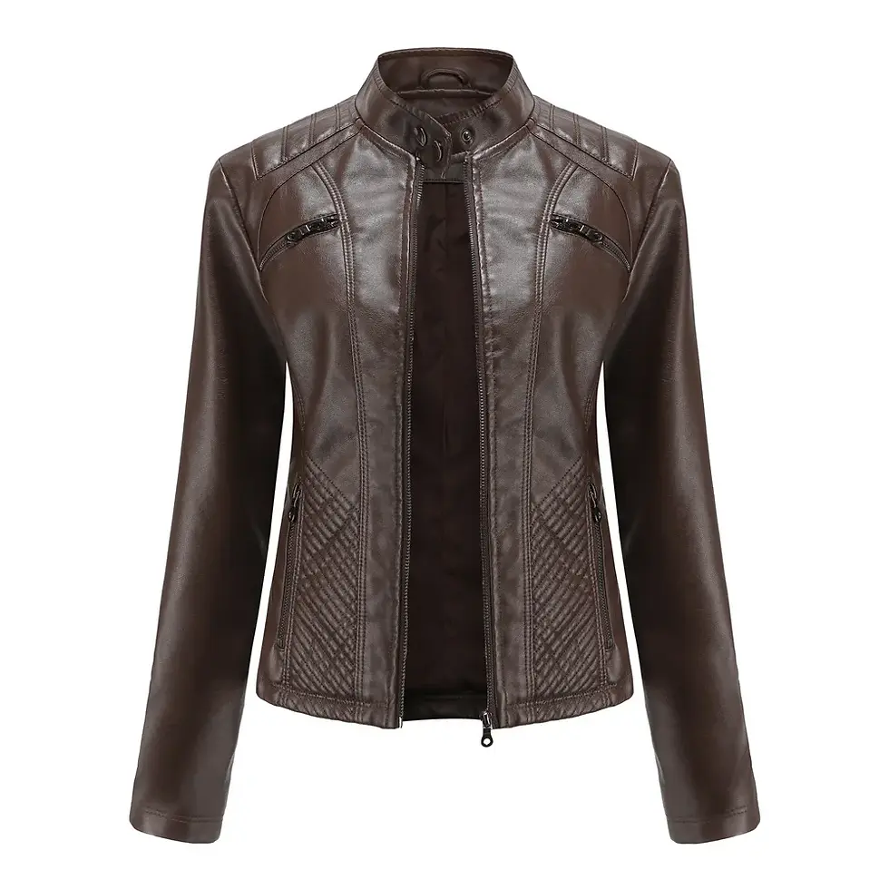Thumbnail: Faux Leather Jacket Women 2024 Spring Autumn Moto Biker Zipper Jacket Fashion N