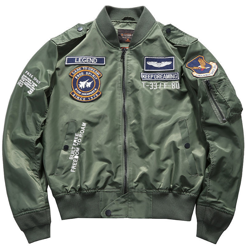 USA Man's Bomber Jacket Baseball Uniform Air Force One Army Aviation Jumper Avi