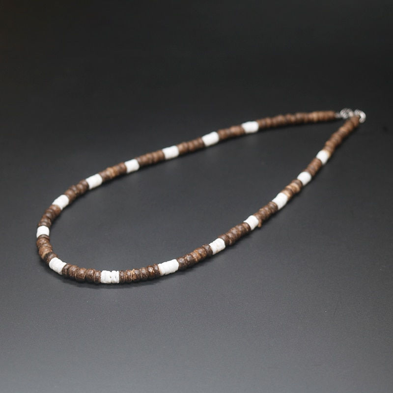 Thumbnail: 2023 Tribal Coconut Beads Necklace Men Ethnic Bohemia Puka Shell Surfer Necklac