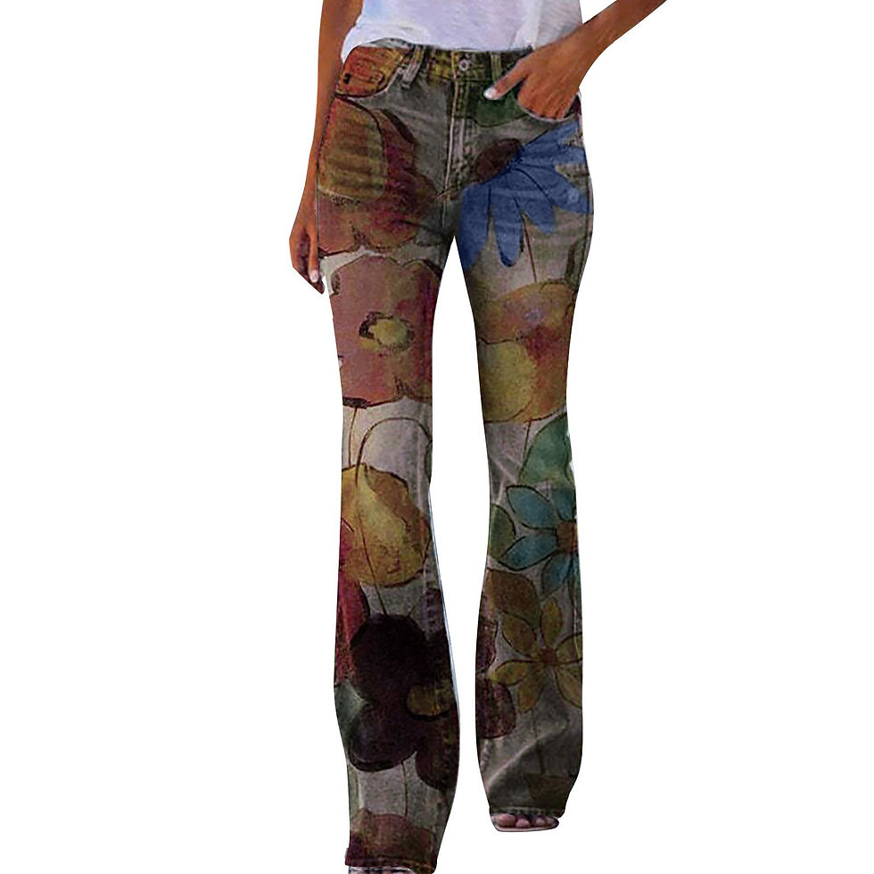 Thumbnail: European And American Plus Size Women's Casual Pants Floral Thin Trousers