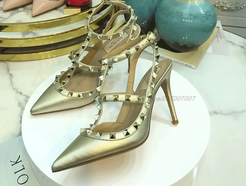 Thumbnail: Lemoneno 2024 trend Women's Gladiator Sandals Summer Rivet High Heels Pointed T
