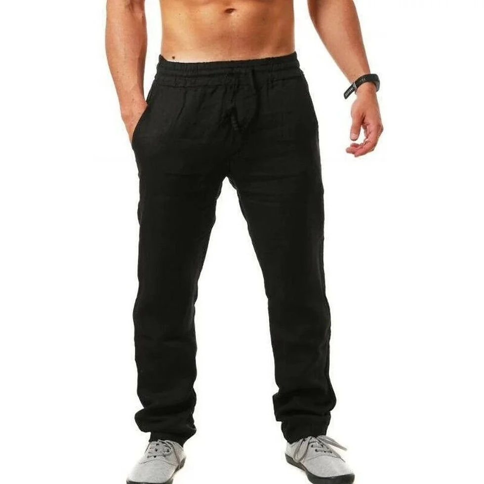 Thumbnail: 2022 Men's New  Fashion  Casual Sport Pants Elastic Waist Cotton and Linen Soli