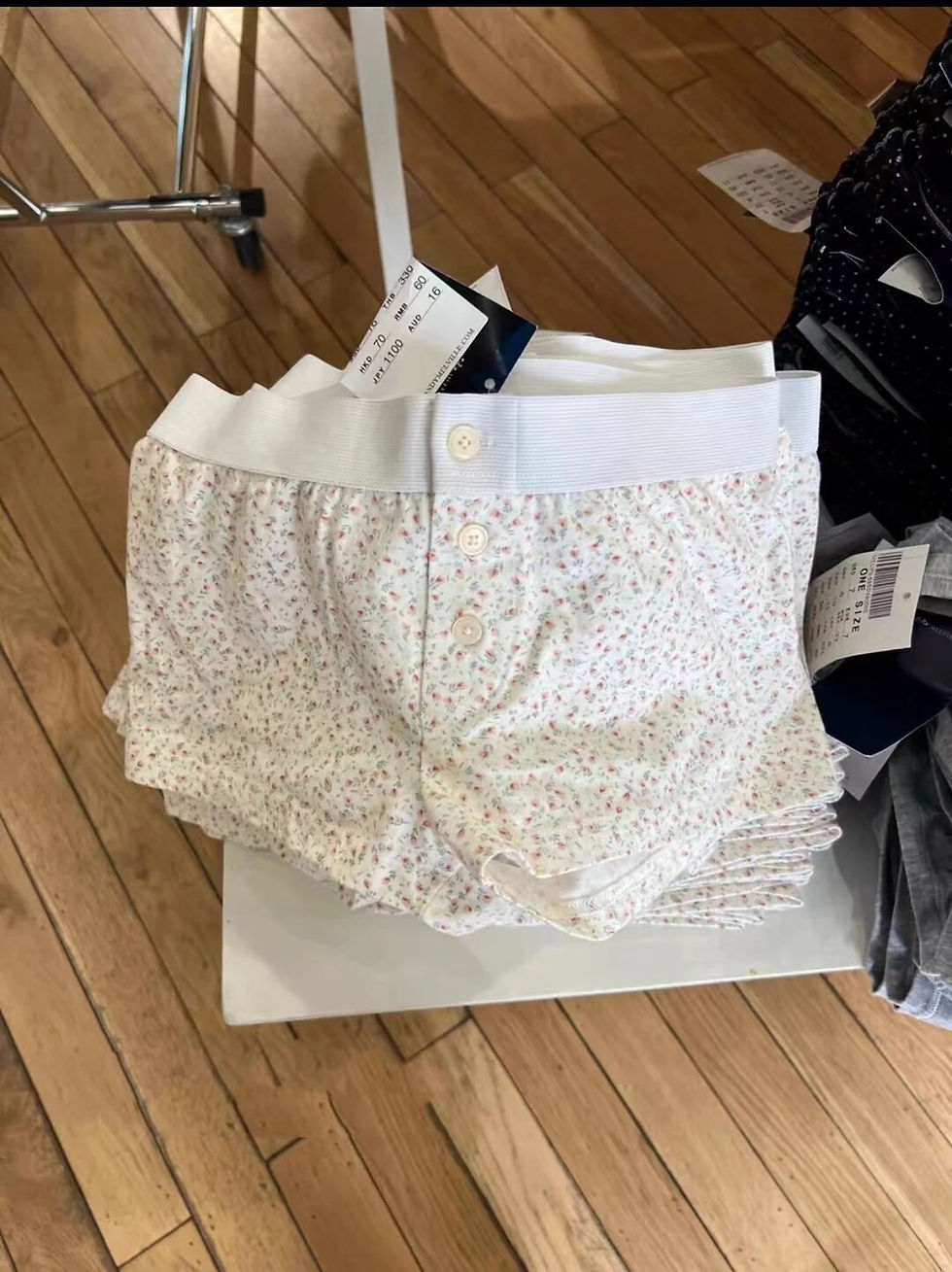 Thumbnail: Casual Women Soft Cotton Front Buttons Shorts 2023 Summer Vintage Low Waist Fem