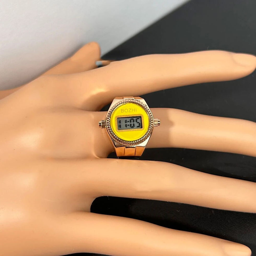 Thumbnail: WLP Visible Time Mini Electronic Digital Watch Finger Rings for Women Men Coupl