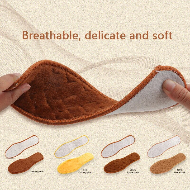 Thumbnail: 1Pair Thicken Plush Insoles Men Women Heating Shoe Pads Winter Warm Shoes Insol