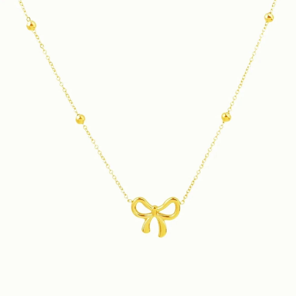 Thumbnail: Stainless Steel Delicate Gold Color Bowknot Pendant Necklaces For Women Bow Tie