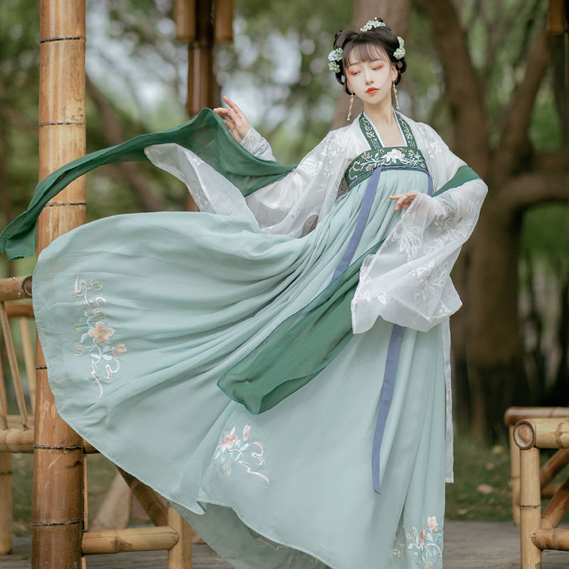 Thumbnail: One-piece Embroidery Placket Chest-high Dress