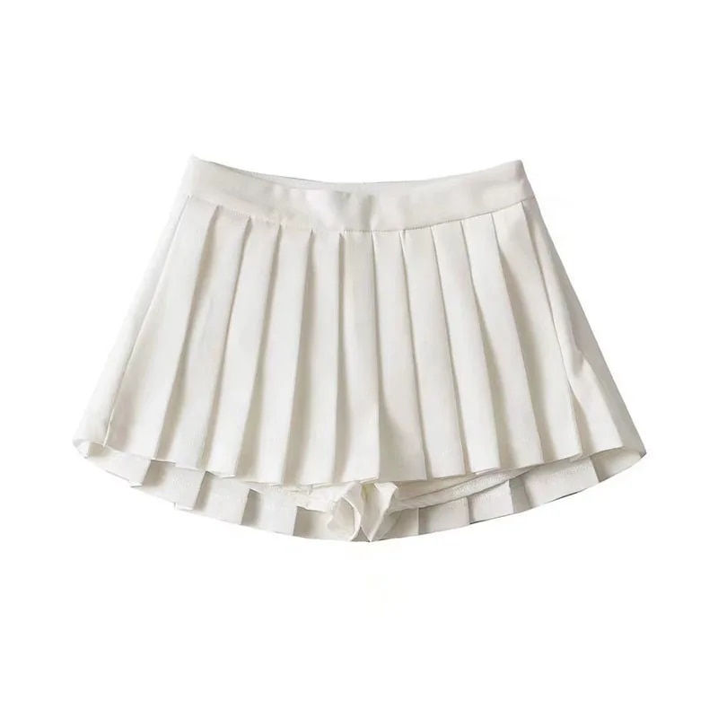 Thumbnail: Zoki Cute Women Pleated Skirts High Waist Summer Vintage Mini Skirts Korean Ten