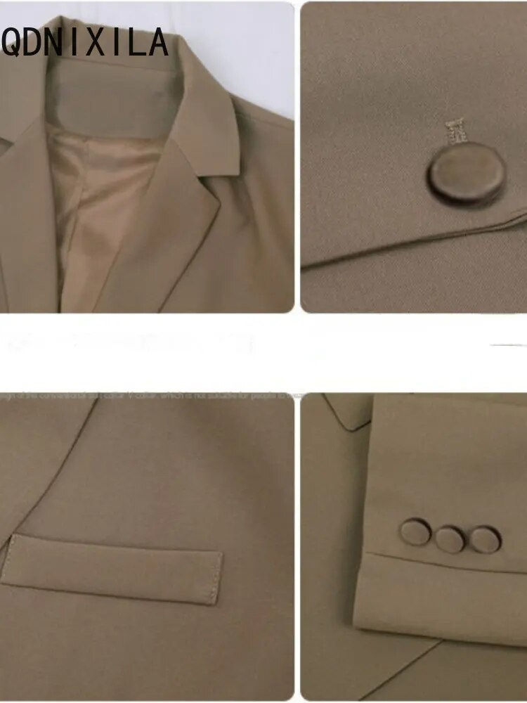 Thumbnail: Elegant Khaki Blazer for Women 2024 New External Clothes Autumn Korean Fashion 
