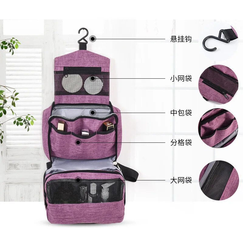 ภาพขนาดย่อ: Men Women Hanging Cosmetic Bag Multifunction Travel Organizer Toiletry Wash Mak
