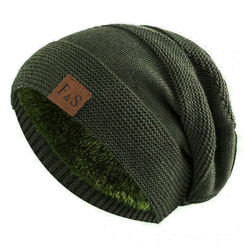 Thumbnail: New Unisex Slouchy Winter Hats Add Fur Lined Men And Women Warm Beanie Cap Casu