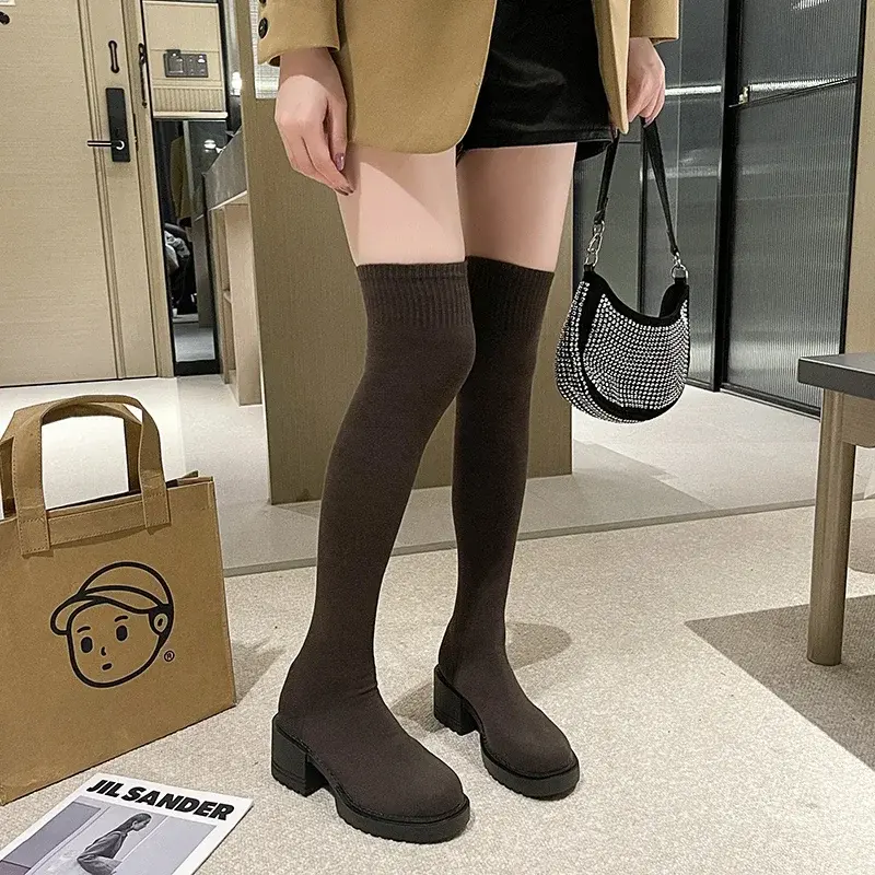 Thumbnail: Knee length elastic boots for women in 2024, new spring, autumn, and winter kni