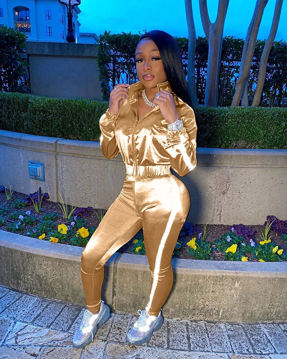 Thumbnail: 2023 Spring Autumn Tracksuit Two Piece Set Women Fashion Long Sleeved Zipper Lu