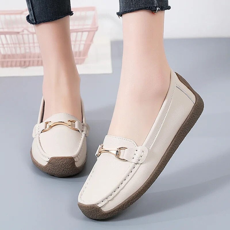 Miniaturebillede: 2023 New Spring /autumn Women Flats Genuine Leather Moccasins Woman Casual Shoe