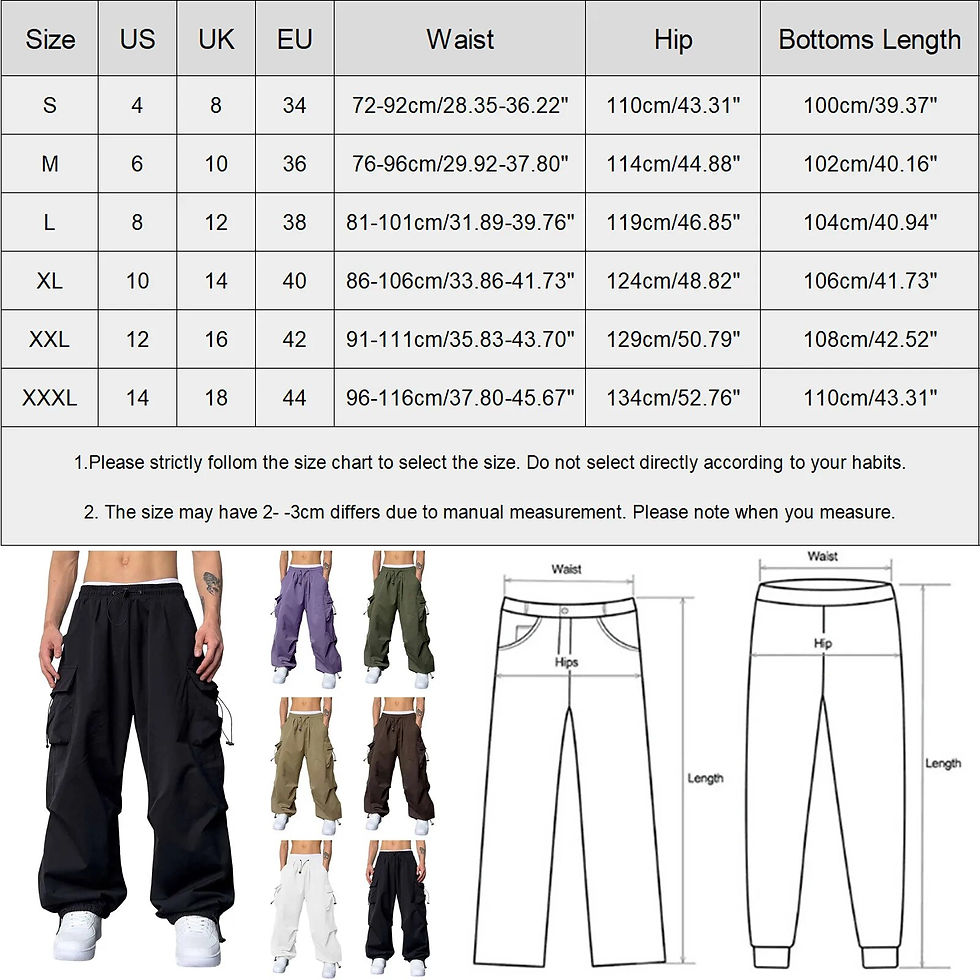 Thumbnail: Mens Cargo Pants Casual Waist Sports Trousers Multi Woven Pockets Foot Rope Sol
