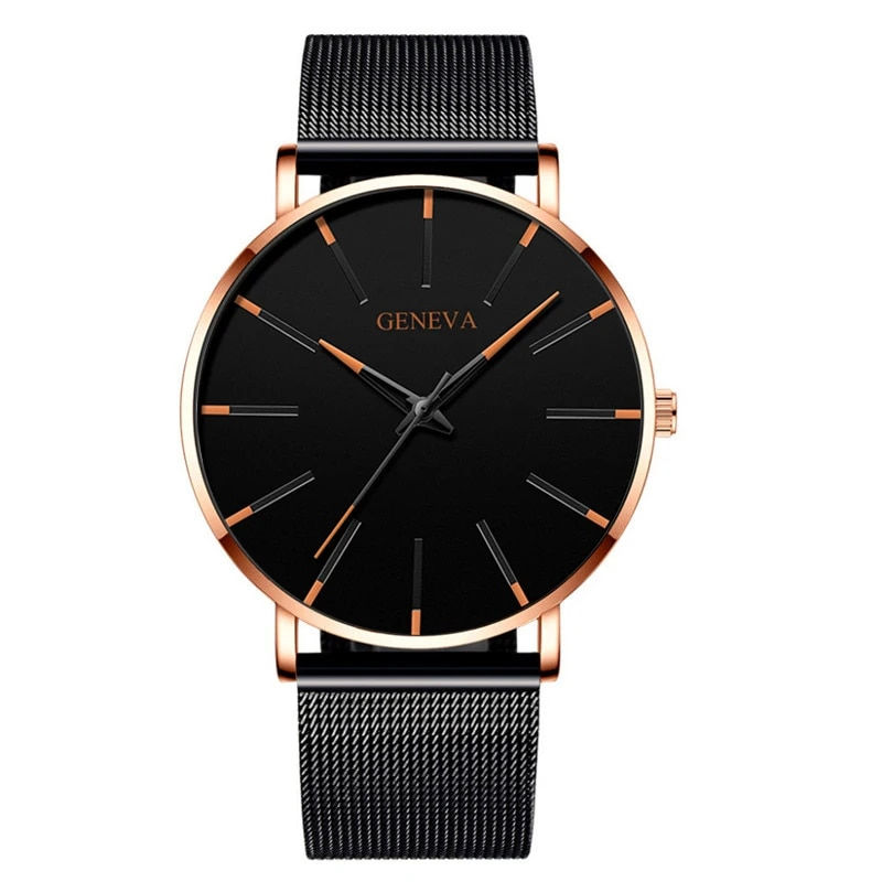 Thumbnail: 2024 Geneva Minimalist Watch Men Ultra Thin Blue Stainless Steel Mesh Belt Watc