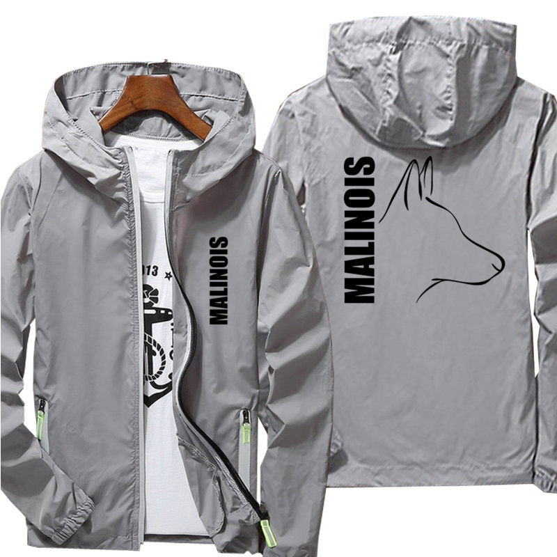 Thumbnail: Casual Dog Belgian Malinois Windbreaker Thin Sunscreen Hooded Coat Mens Sports 