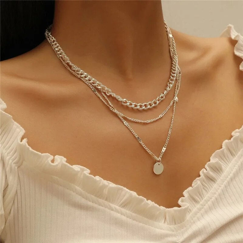 Miniatura: Crystal Zircon Heart Star Charm Layered Pendant Necklace Set for Women Charms F