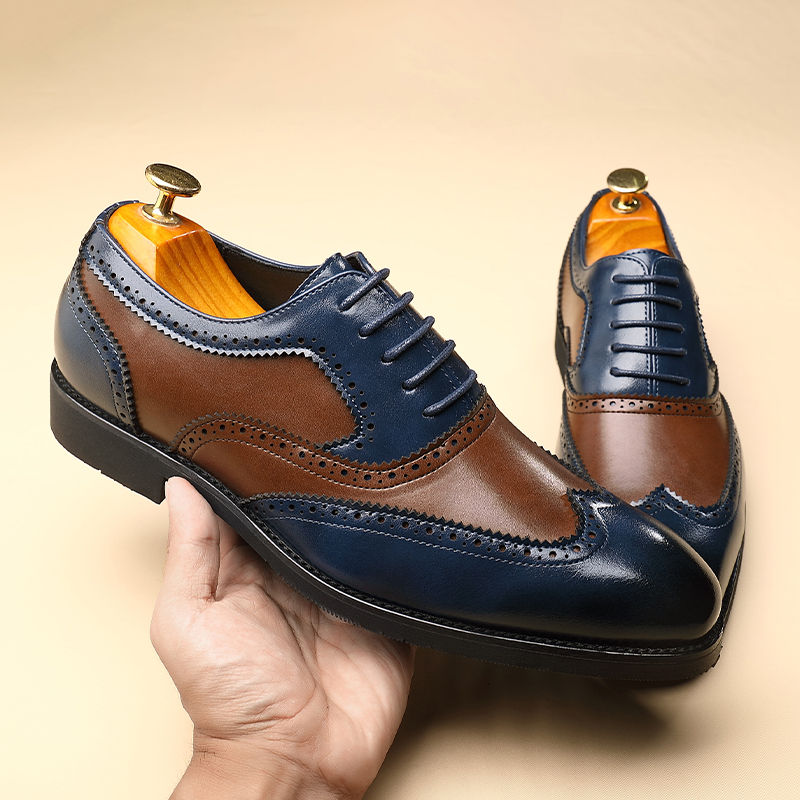 縮圖：Leather Brogue Men Big Size Fashion Wedding Party Men Dress Shoes Italian Desig