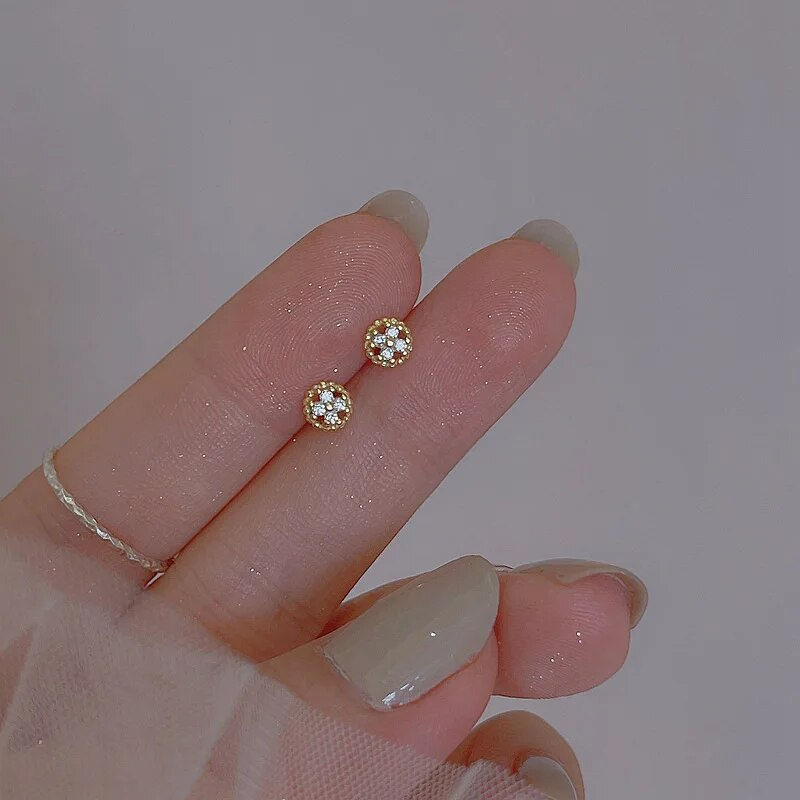 Thumbnail: 925 Silver Needle Zircon Earrings Hypoallergenic Fashion Ear Studs Female Penda