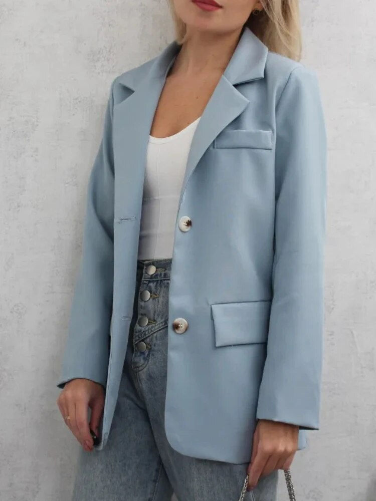 Thumbnail: New in Spring Blazer Women Casual Loose Coat Long Sleeved Top Elegant Jackets O
