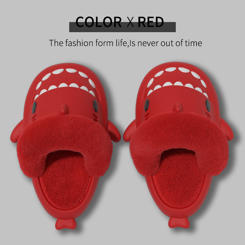 Thumbnail: Winter Shark Slippers Detachable Warm Fuzzy Slippers Bedroom House Shoes Women