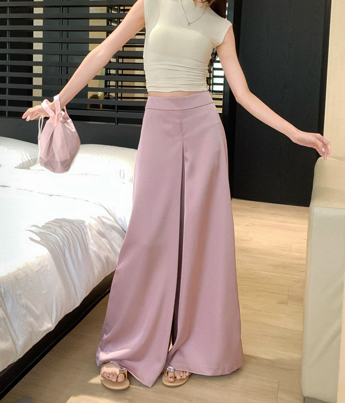 Thumbnail: Casual Pants High Waist Acetate Satin Wide Leg Pants For Women