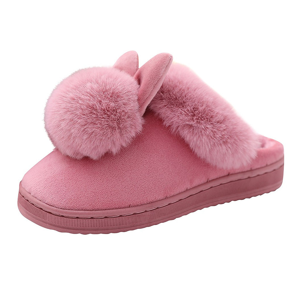 Miniaturebillede: Winter Warm Home Fur Slippers Womens Indoor Home Rabbit Shoe Furry Ears Footwea