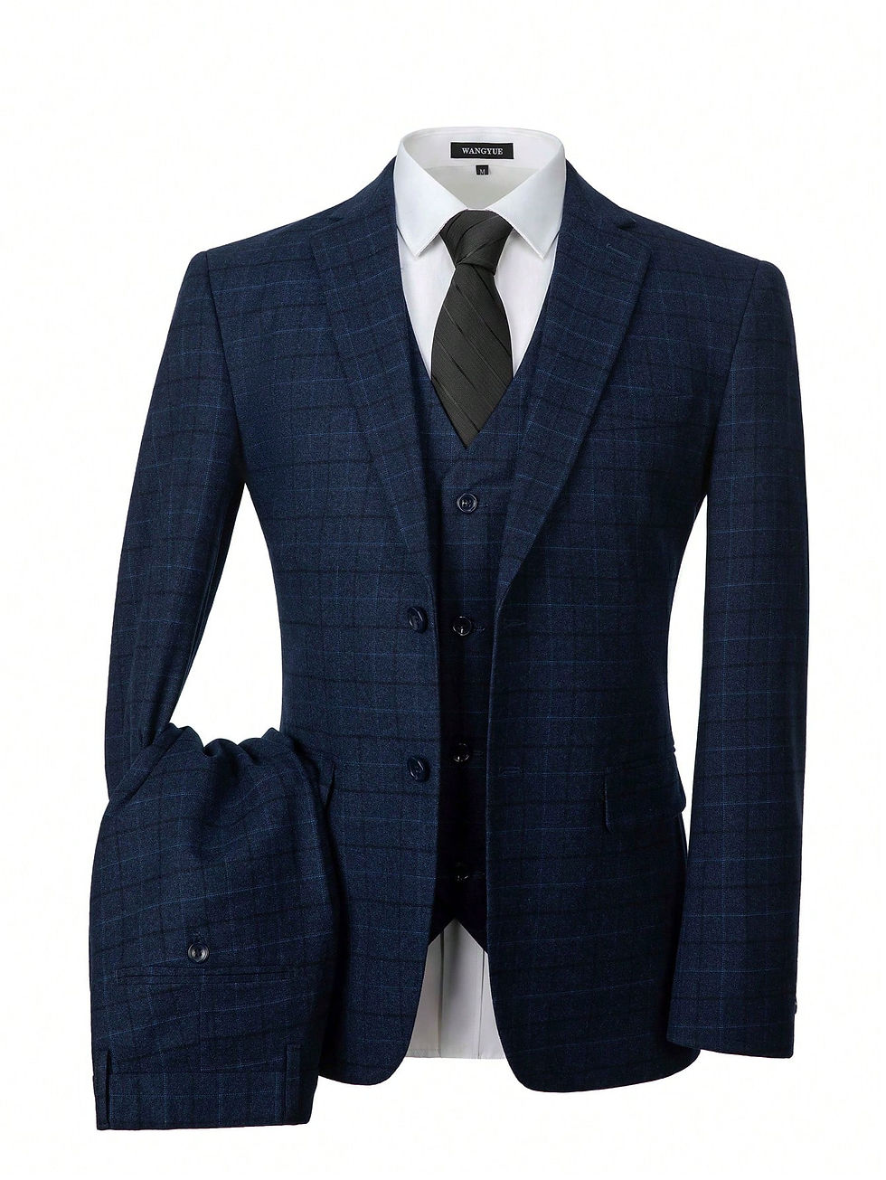 Thumbnail: 3pcs Men's Plaid Blazer, Vest, And Pants Suit Set