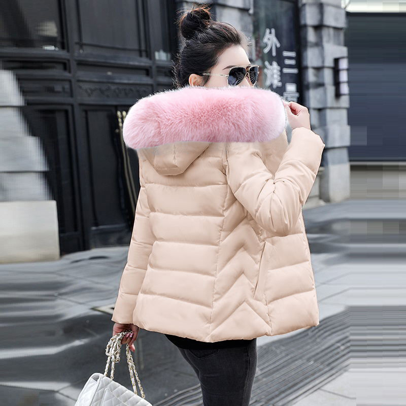 Thumbnail: Fashion European White Women's Winter Jacket Big Fur Hooded Thick Down Parkas F